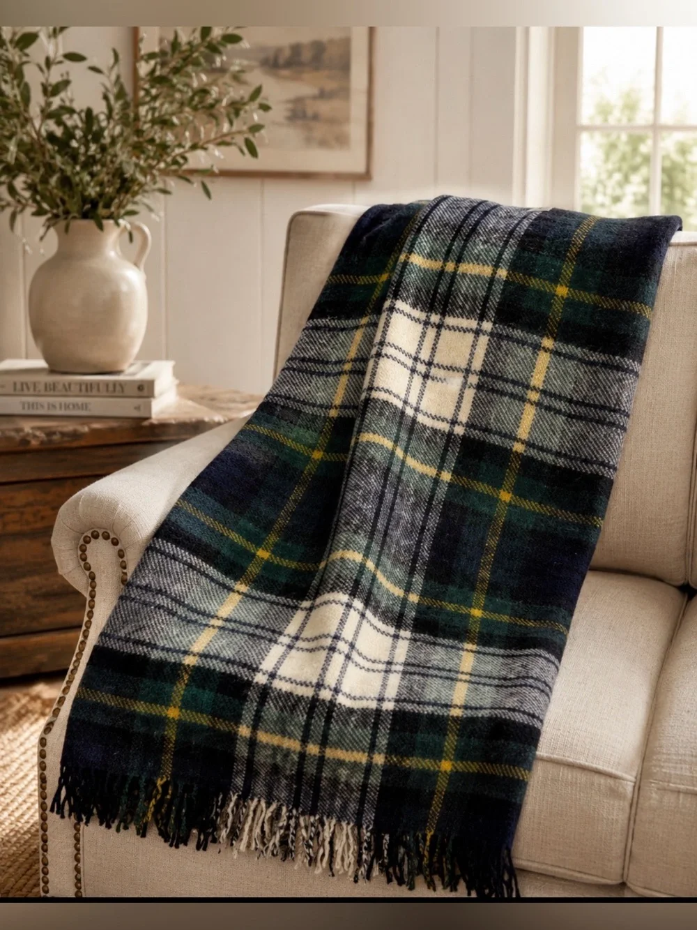 Scottish Rally Klad vintage tartan Plaid Wool blanket or Travel picnic rug